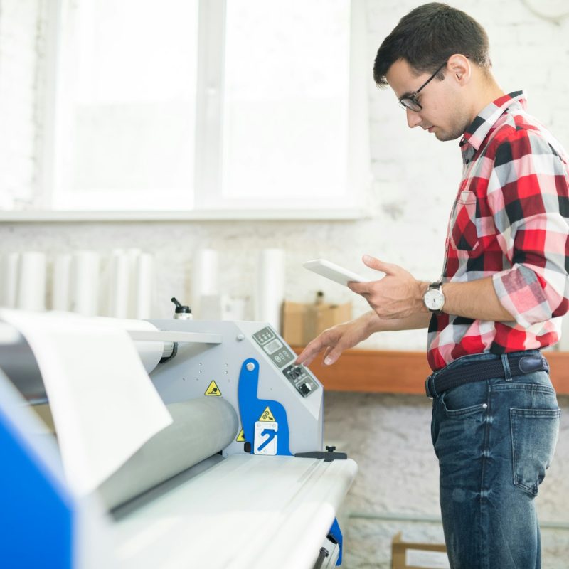 Man working in printing office